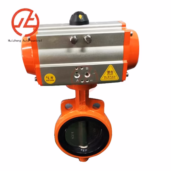 Válvula de mariposa industrial RF con orejeta, oblea y brida de bronce, acero inoxidable fundido o hierro para control con actuador neumático